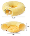 Yellow Cute Foldable Cat Tunnel Bed with Dual-Zipper Detachable & Connectable Design - 2-in-1 Versatile - MDM Australian