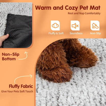 50 x 40 CM Self-Warming Thermal Pet Fluffy Mat with Machine Washable & Removable Zippered Cover - Waterproof Soft Cotton Fleece Bed for Dogs & Cats