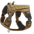 Khaki Professional Adjustable Tactical Dog Mesh Harness - Reflective No-Pull Pet Vest with Control Handle - MDM Australian