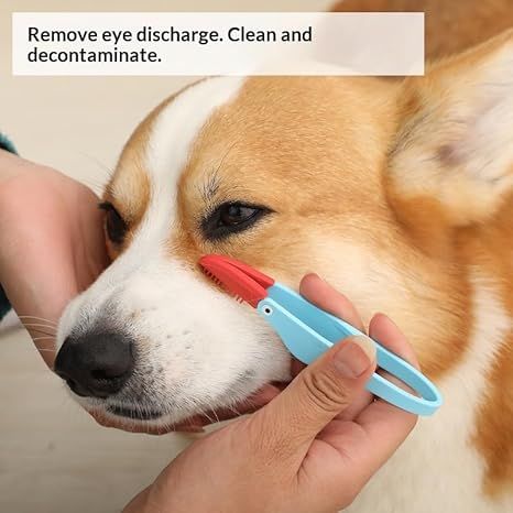 4-Pack Yellow Pet Eye Cleaning Brushes with Precisice Tweezer - Silicone Soft-Tip Tear Stain & Eye Crust Cleaner, Safe for Dogs and Cats
