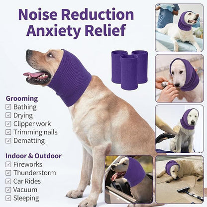 3-Pack Grey Instant Calming Dog Warm Hoods and Ear Covers (S Size) - Anxiety Relief Noise Reduction & Grooming Support, Breathable Full-Head Protection