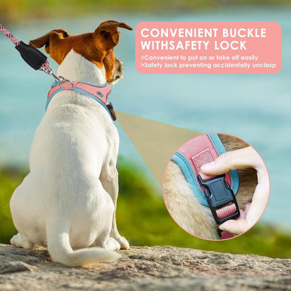 S Size Black Waterproof Reflective Saddle-Style Dog Harness & 1.5M Leash Set - Breathable Anti-Choke Escape-Proof Step-In Walking Gear