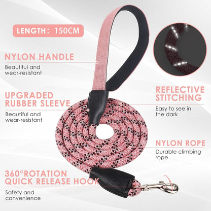 M Size Pink Waterproof Reflective Saddle-Style Dog Harness & 1.5M Leash Set - Breathable Anti-Choke Escape-Proof Step-In Walking Gear