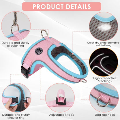 M Size Black Waterproof Reflective Saddle-Style Dog Harness & 1.5M Leash Set - Breathable Anti-Choke Escape-Proof Step-In Walking Gear