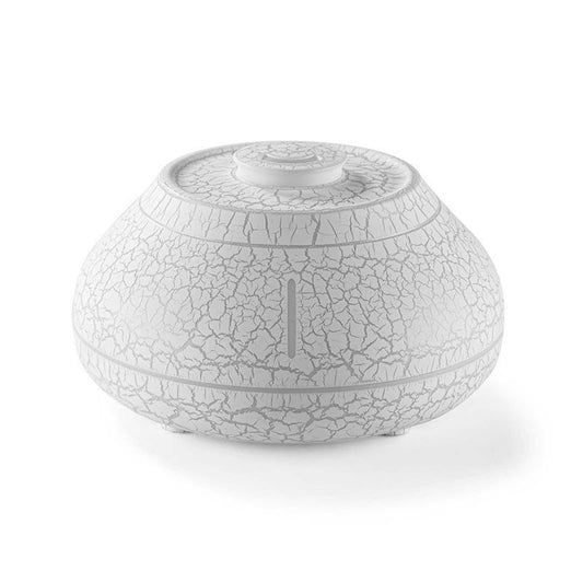 Crackled White 7-Color Flame Ultrasonic Nano Mist Humidifier & Diffuser - Type-C Powered Realistic Fire Effect Mood Lamp for Home & Office