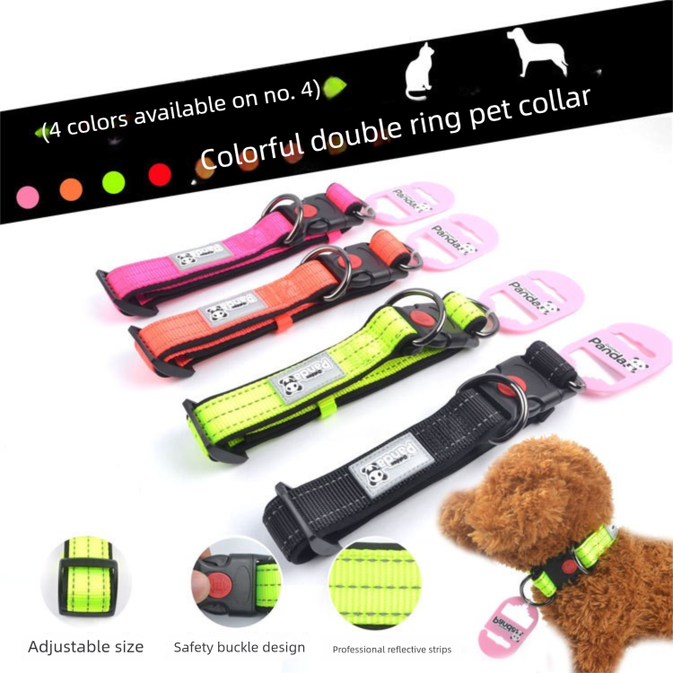 Black M size Vibrant Reflective Dog Collar and Leash Set - Adjustable Nylon Pet Harness with Comfortable Padding