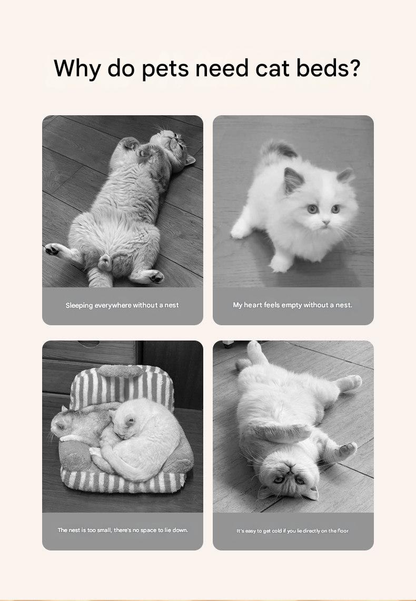 M size Yellow Plaid Cat Cave Bed Winter Warm Enclosed Pet House Cozy Cat Sleeping Bag Semi-Enclosed Cat Nest Small Dog Bed PP Cotton Filling Washable Pet Supplies