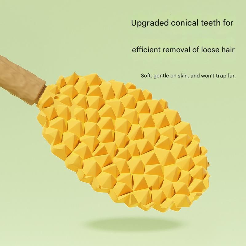 2-piece Green and Yellow Pet Durian Massage Grooming Brush - TPR Double-Sided Deshedding Comb for Cats Dogs - Gentle Pet SPA Grooming Tool