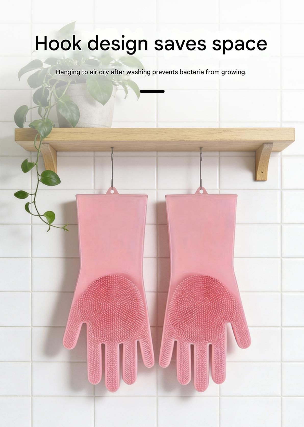 Pink Silicone Pet Bathing Gloves - Pink Double-Sided Design for Cats and Dogs - Gentle Massage, Easy Lather, Durable and Waterproof, Ideal for Pet Grooming and Home Use