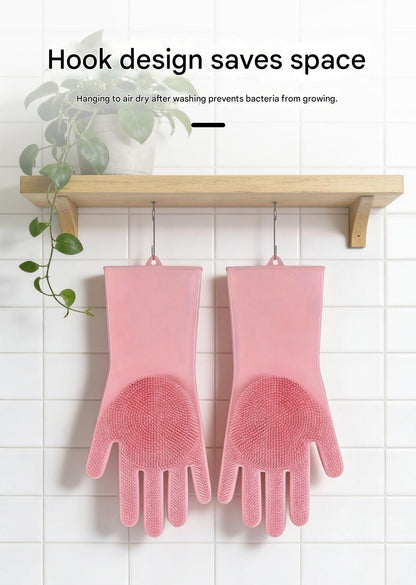 Blue Silicone Pet Bathing Gloves - Pink Double-Sided Design for Cats and Dogs - Gentle Massage, Easy Lather, Durable and Waterproof, Ideal for Pet Grooming and Home Use