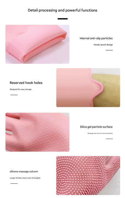 Green Silicone Pet Bathing Gloves - Pink Double-Sided Design for Cats and Dogs - Gentle Massage, Easy Lather, Durable and Waterproof, Ideal for Pet Grooming and Home Use
