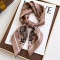 Coffee Women's 70cm Square Scarf - Bohemian Paisley & Vintage Print Collection - Lightweight Satin Feel - MDM Australian