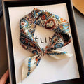 Bohemian White Women's 70cm Square Scarf - Bohemian Paisley & Vintage Print Collection - Lightweight Satin - MDM Australian