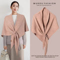 Pink Women's Wool Blend Triangle Shawl - 70x180cm Knitted Winter Wrap - Warm Thick Solid Colour Poncho - MDM Australian