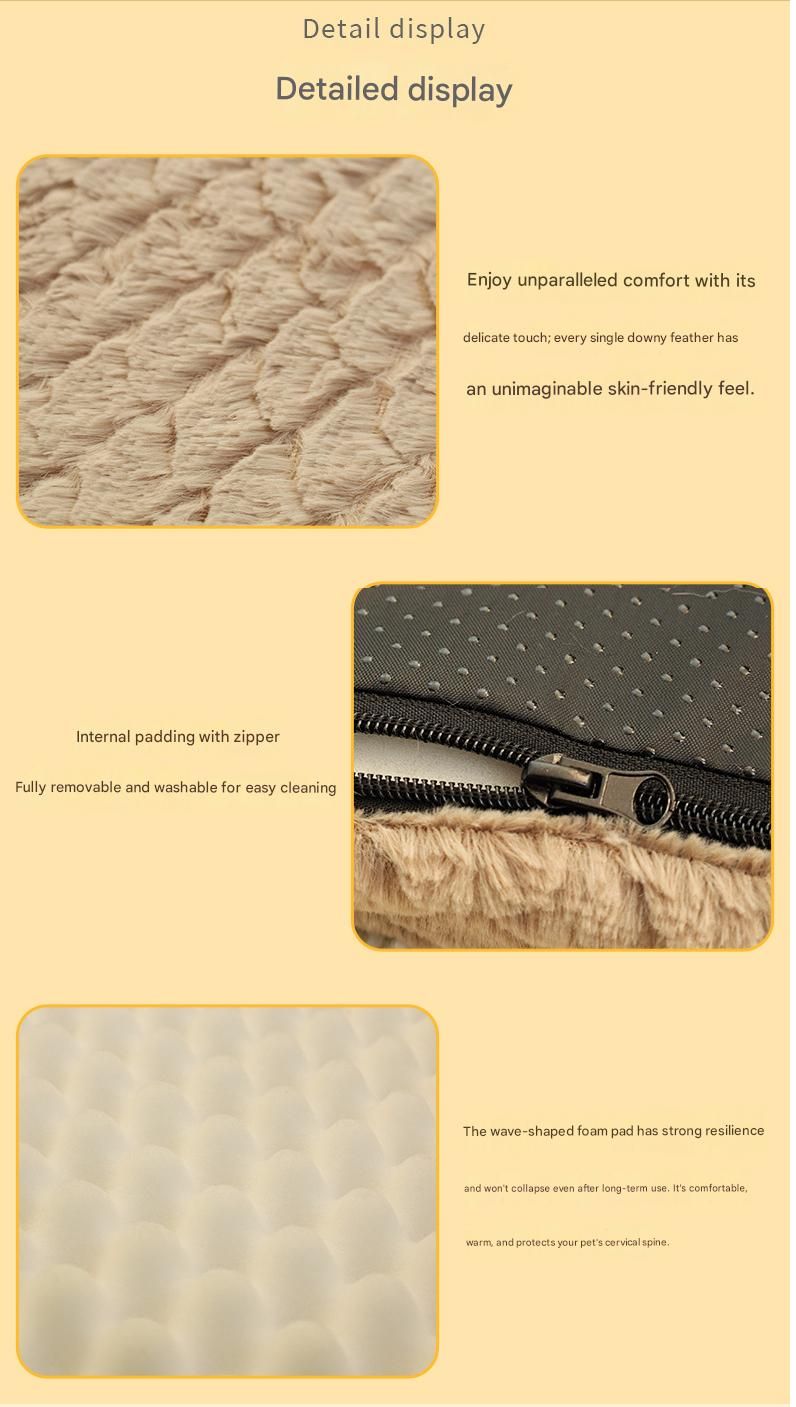 Silver-gray S size Pet Dog Bed Mat - Plush Short Fur Cover with Wave Foam Padding - Washable Removable Cover, Non-Slip Base, Warm Winter Cushion for Dogs and Cats, Multiple Sizes