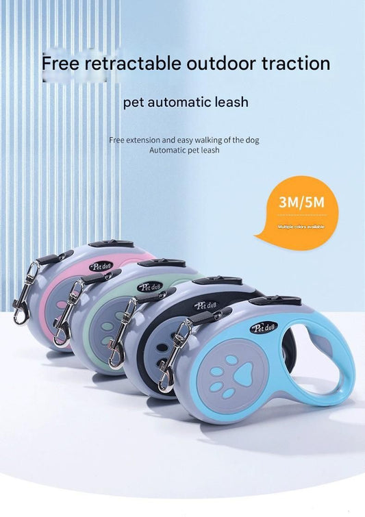 Green Automatic Retractable Dog Leash - 3M Extendable Lead with One-Handed Brake Lock - ABS Casing, Ergonomic Grip, Tangle-Free Nylon Tape, Outdoor Walking Essential