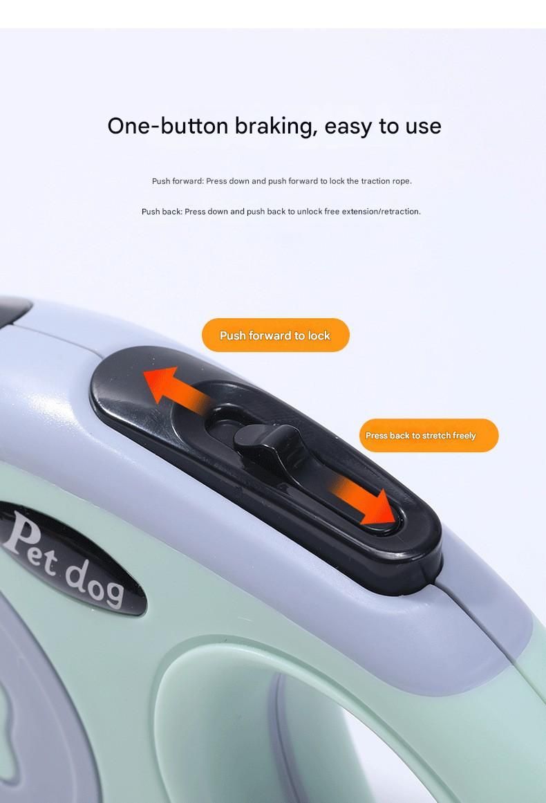 Green Automatic Retractable Dog Leash - 3M Extendable Lead with One-Handed Brake Lock - ABS Casing, Ergonomic Grip, Tangle-Free Nylon Tape, Outdoor Walking Essential
