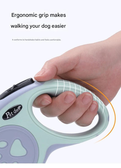 Blue Automatic Retractable Dog Leash - 3M Extendable Lead with One-Handed Brake Lock - ABS Casing, Ergonomic Grip, Tangle-Free Nylon Tape, Outdoor Walking Essential