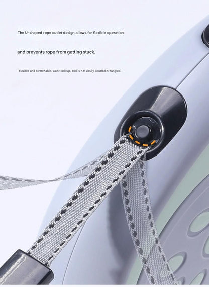 Blue Automatic Retractable Dog Leash -  5M Extendable Lead with One-Handed Brake Lock - ABS Casing, Ergonomic Grip, Tangle-Free Nylon Tape, Outdoor Walking Essential