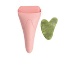 2-piece Pink Face Ice Roller with Gel Cooling Head and Gua Sha Board- Reusable PP and Gel Cold Massage Tool - MDM Australian