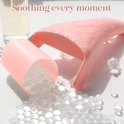 2-piece Green Face Ice Roller with Gel Cooling Head and Gua Sha Board- Reusable PP and Gel Cold Massage Tool for De-Puffing, Soothing, and Refreshing Skin, Easy to Freeze, Comfortable Grip, Daily Skincare Essential