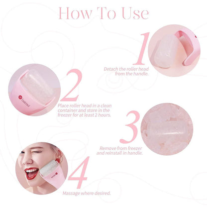 2-piece Green Face Ice Roller with Gel Cooling Head and Gua Sha Board- Reusable PP and Gel Cold Massage Tool for De-Puffing, Soothing, and Refreshing Skin, Easy to Freeze, Comfortable Grip, Daily Skincare Essential