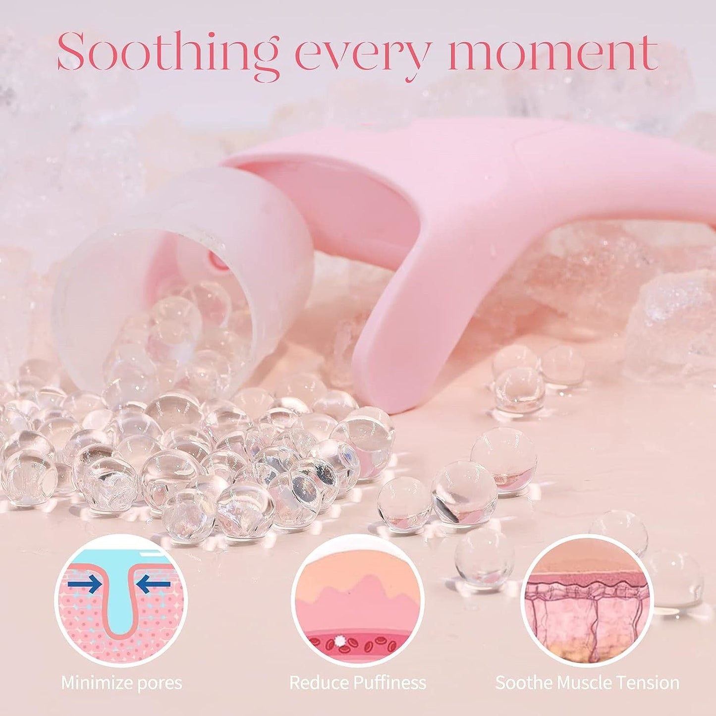 2-piece Purple Face Ice Roller with Gel Cooling Head and Gua Sha Board- Reusable PP and Gel Cold Massage Tool for De-Puffing, Soothing, and Refreshing Skin, Easy to Freeze, Comfortable Grip, Daily Skincare Essential
