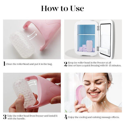 Pink Face Ice Roller with Gel Cooling Head- Reusable PP and Gel Cold Massage Tool for De-Puffing, Soothing, and Refreshing Skin, Easy to Freeze, Comfortable Grip, Daily Skincare Essential