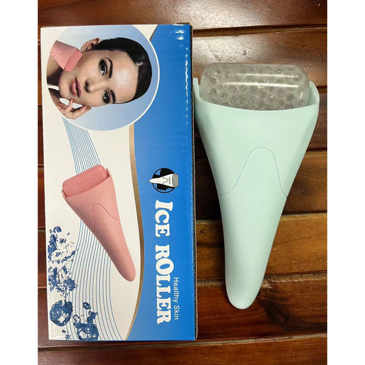 Light Blue Face Ice Roller with Gel Cooling Head- Reusable PP and Gel Cold Massage Tool for De-Puffing, Soothing, and Refreshing Skin, Easy to Freeze, Comfortable Grip, Daily Skincare Essential