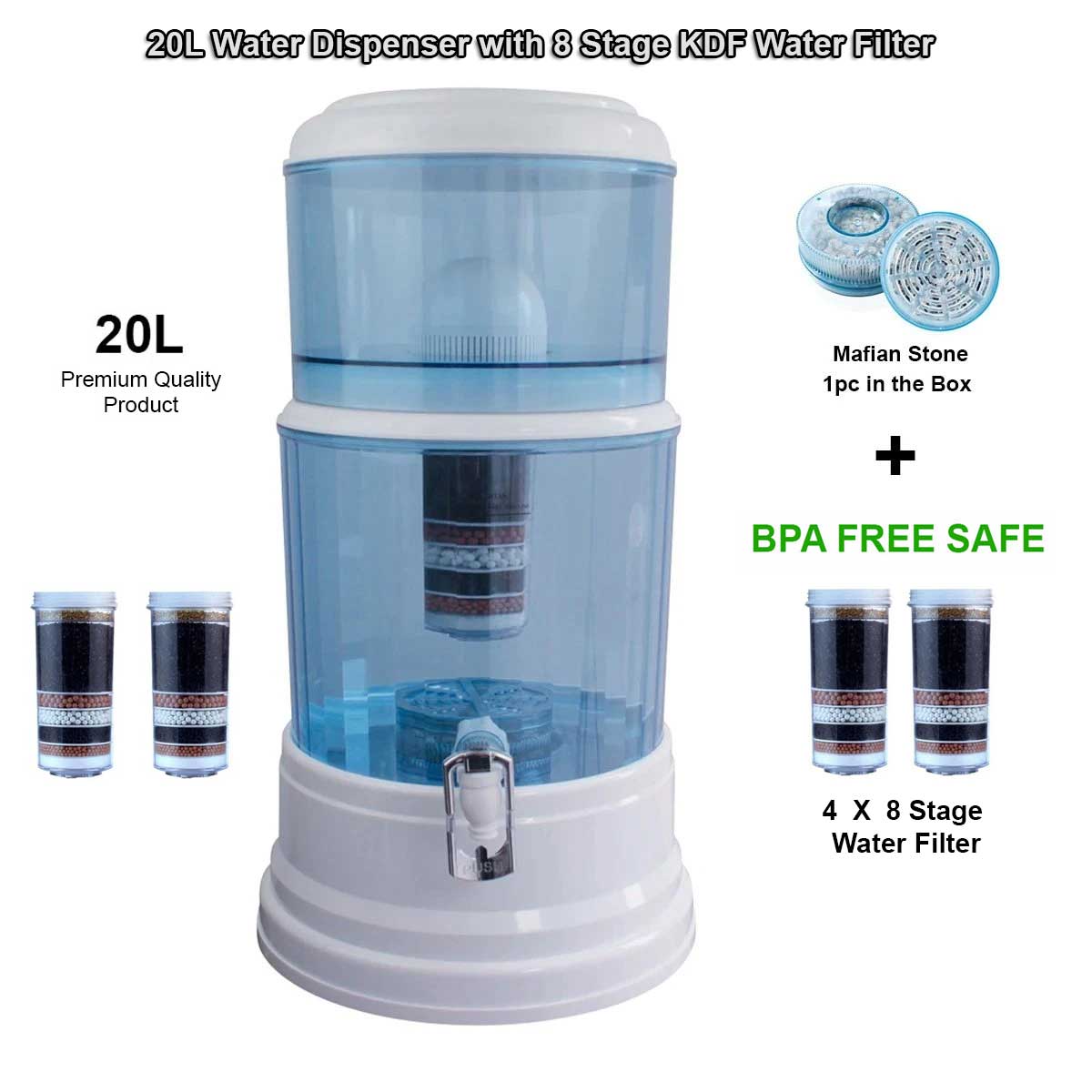 Aimex Water ®️ 8 Stage KDF Water Filters Purifier Dispenser Bench Top BPA Free 20L - MDMAustralian