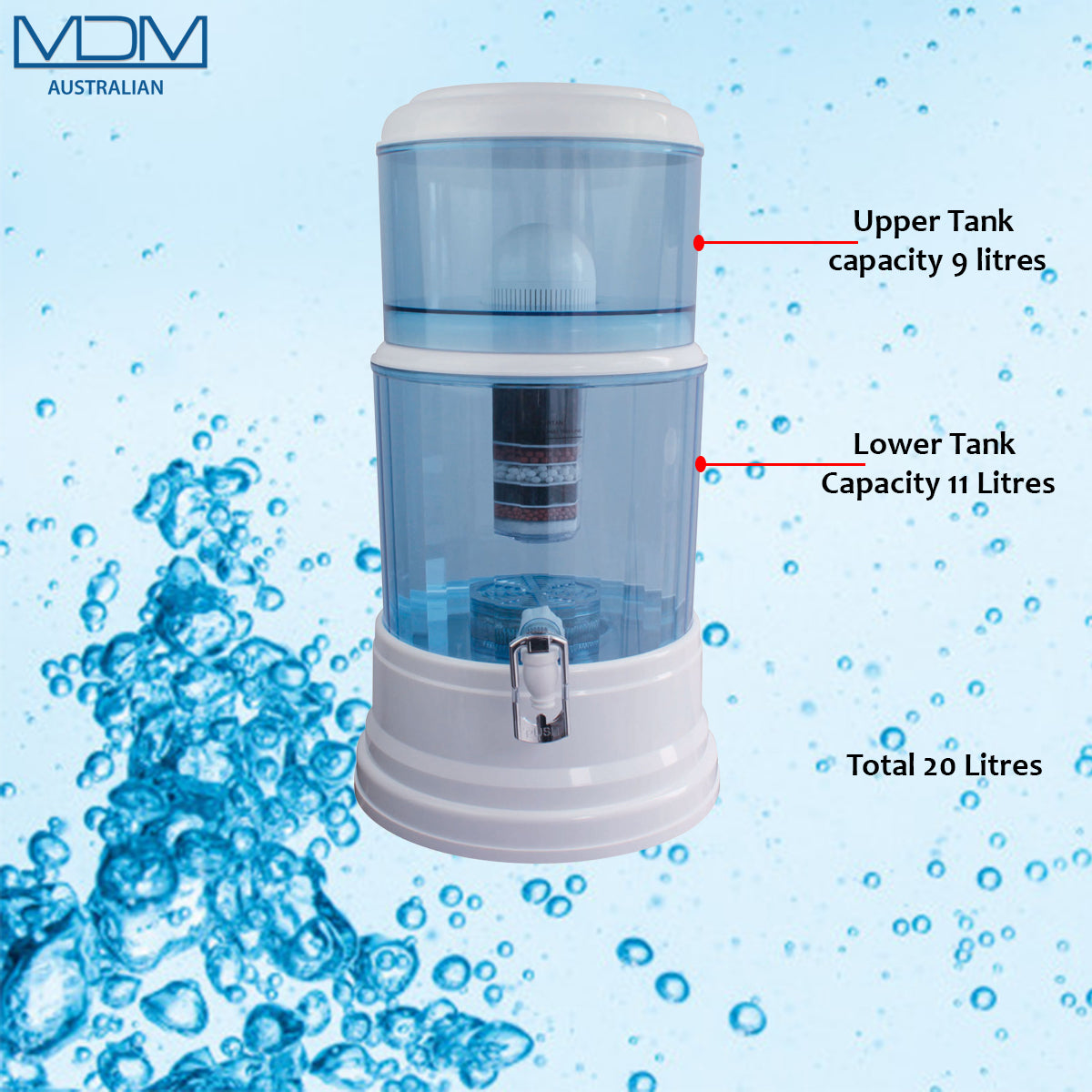 Aimex Water ®️ 8 Stage KDF Water Filters Purifier Dispenser Bench Top BPA Free 20L - MDMAustralian