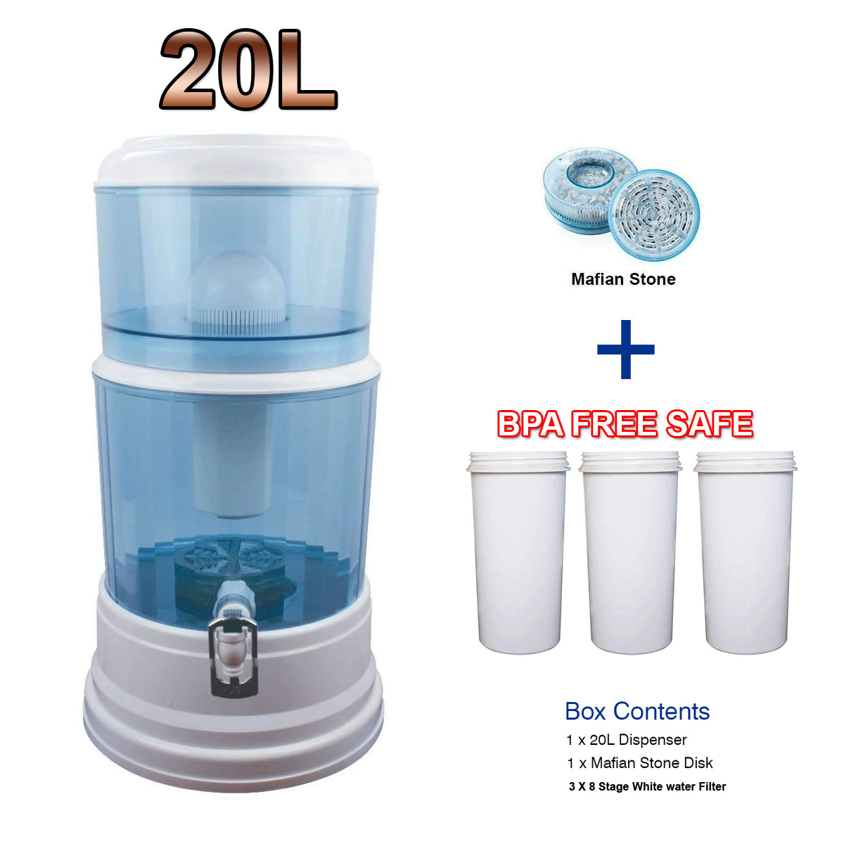 Aimex Water Filter Dispenser Bench Top Purifier 8 Stage Water Filter 20L WHITE - MDMAustralian