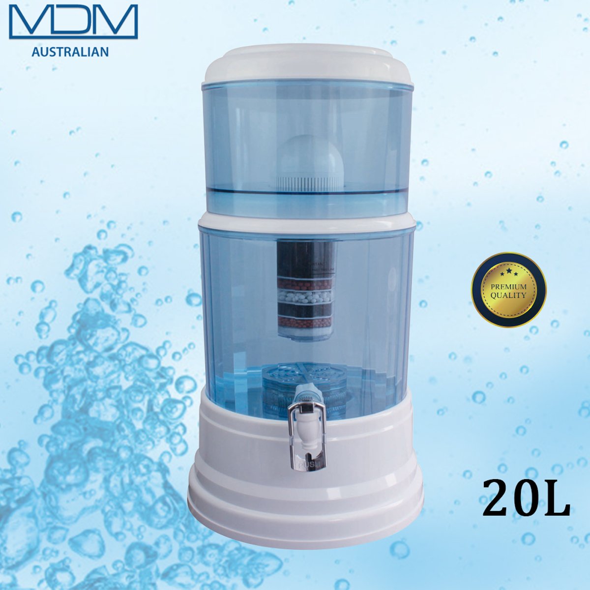 Aimex MDM Water Purifier 20L Dispenser + 8 Stage Water Filter + Free One White Filter - MDMAustralian