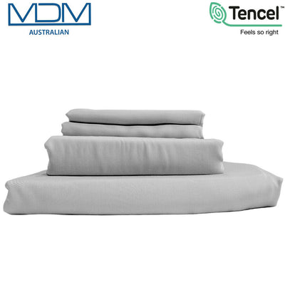 Tencel Ultra Soft Bed Sheets Lyocell Breathable Cooling Single Set Silver Grey - MDMAustralian