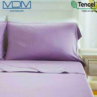 Tencel Ultra Soft Bed Sheets Lyocell Breathable Cooling Queen Flat Sheet Purple - MDMAustralian