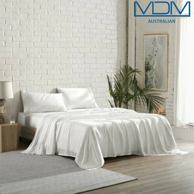 Lyocell Tencel Cooling Bedsheets Ultra Soft Breathable Single Flat Sheet White - MDMAustralian