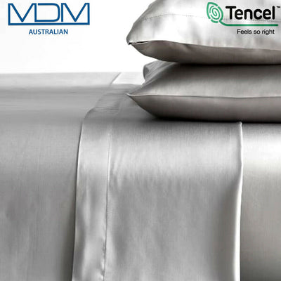 Lyocell Tencel Cooling Bedsheets Ultra Soft Breathable Queen Flat Sheet Grey - MDMAustralian