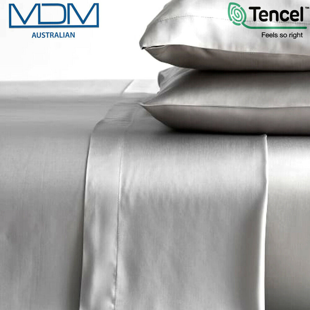 Tencel Ultra Soft Bed Sheets Lyocell Breathable Cooling Single Flat Sheet Grey - MDMAustralian
