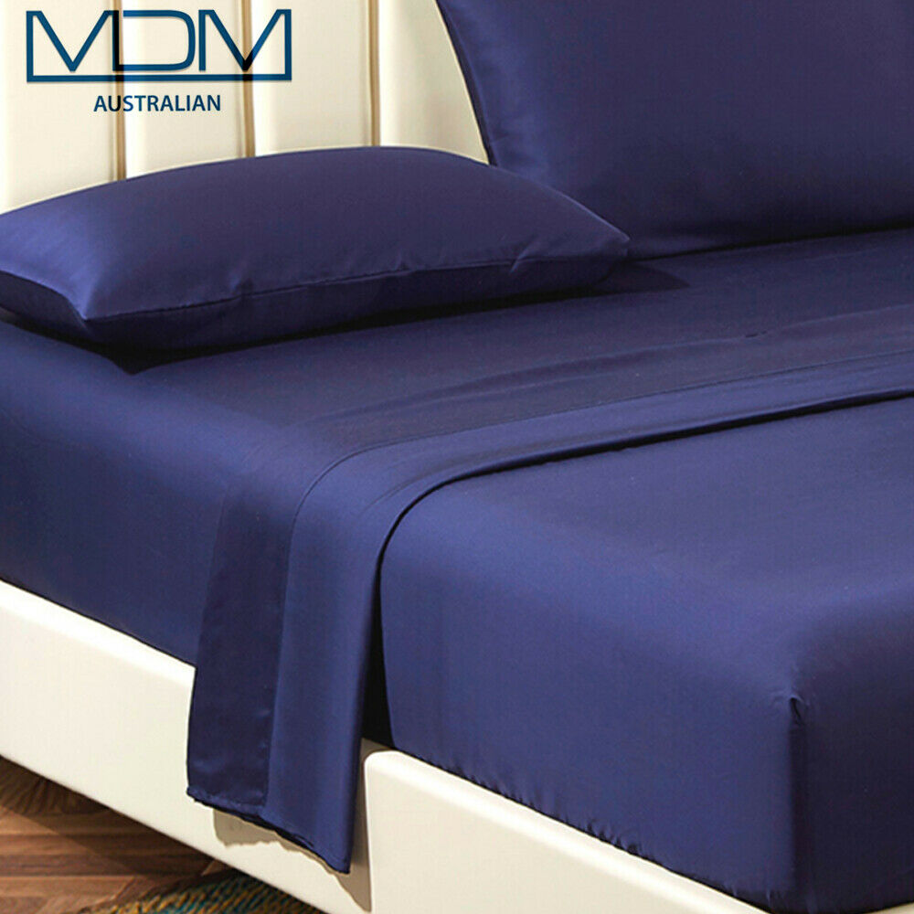 Tencel Ultra Soft Bed Sheets Lyocell Breathable Cooling Queen Flat Sheet Blue - MDMAustralian