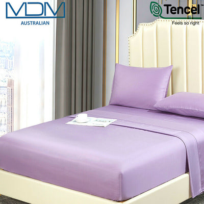 Tencel Ultra Soft BedSheets Lyocell Breathable Cooling Queen BedSet Royal Purple - MDMAustralian
